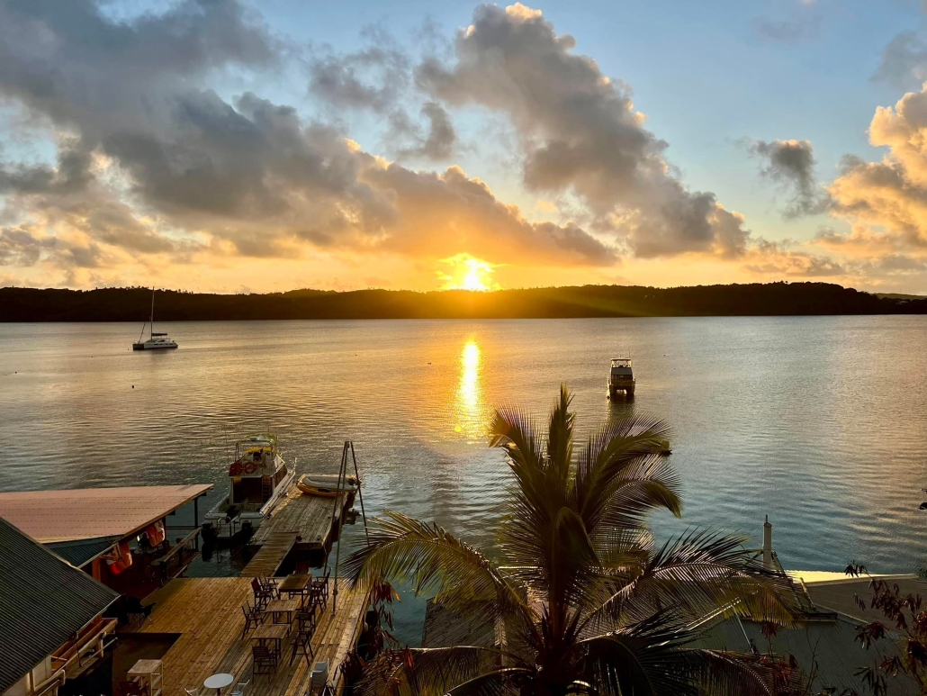 Stunning sunset over the ocean in Vava'u, Tonga, symbolizing peace and a fresh start.